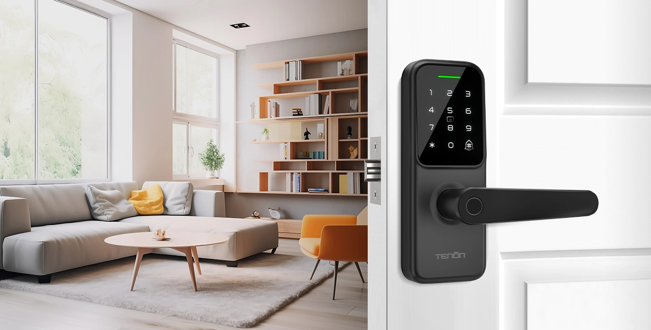 SMARTECH K8 Waterproof Outdoor Keyless Digital Tuya Wifi Smart Lock Electronic Biometric Fingerprint Smart Door Handle Lock Lever