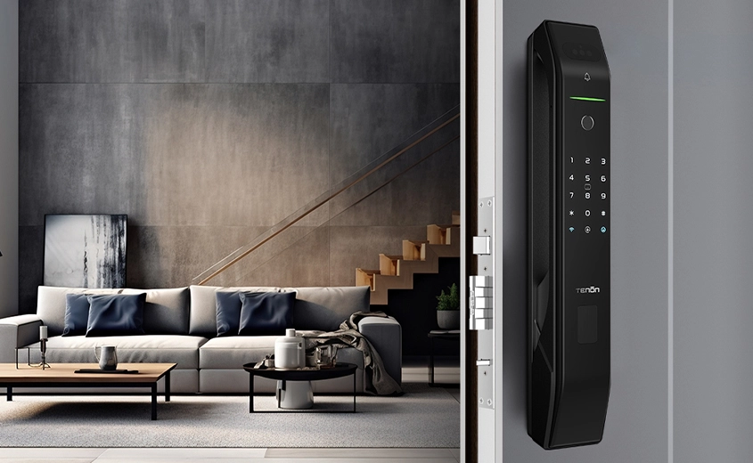 SmarTech D7 pro 3D Face Recognition Built-in WiFi Palm Vein Unlock Smart Door Lock with Display And Digital Door Viewer