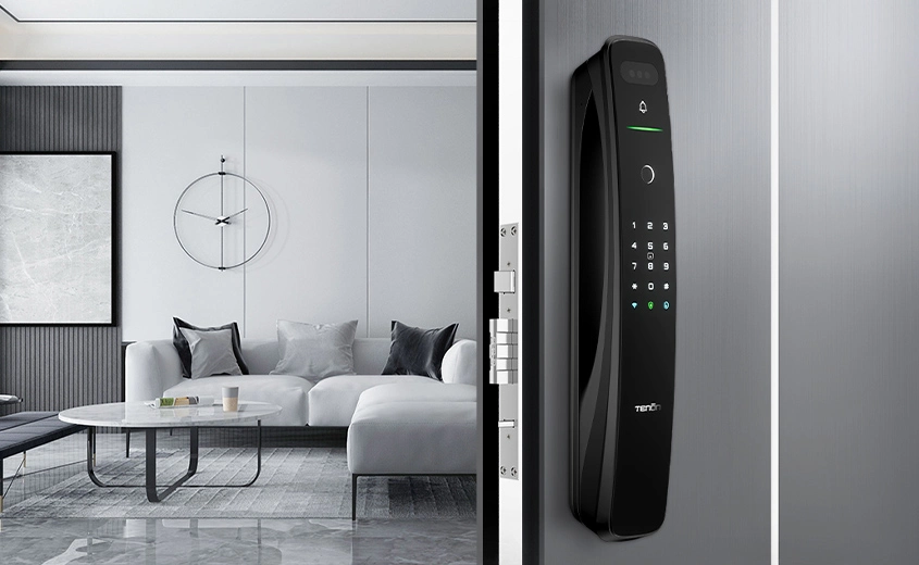 SmarTech A9 pro 3D Face Recognition Built-in WiFi Palm Vein Unlock Smart Door Lock with Display And Digital Door Viewer